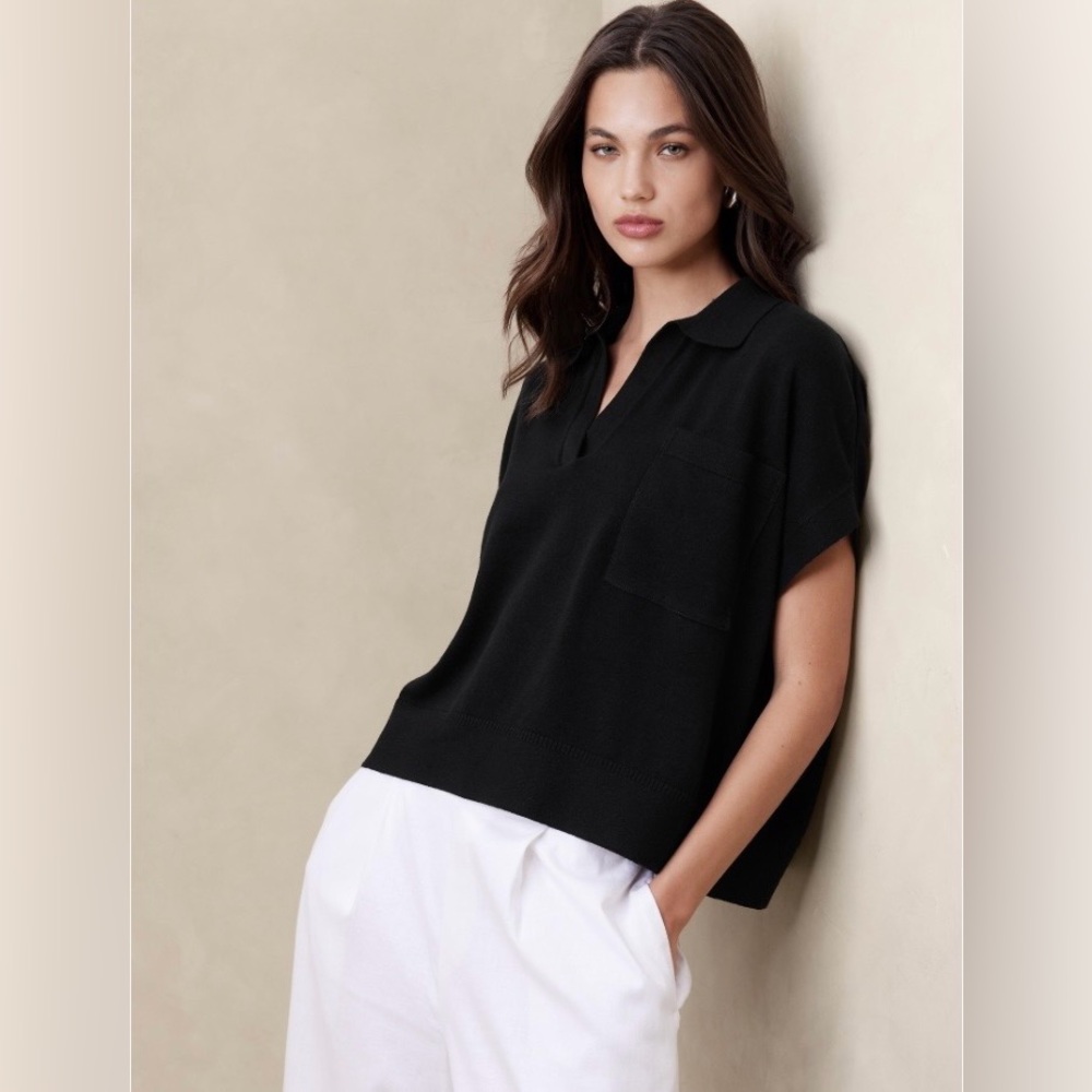 Banana Republic Black Women's Johnny-Collar Sweater